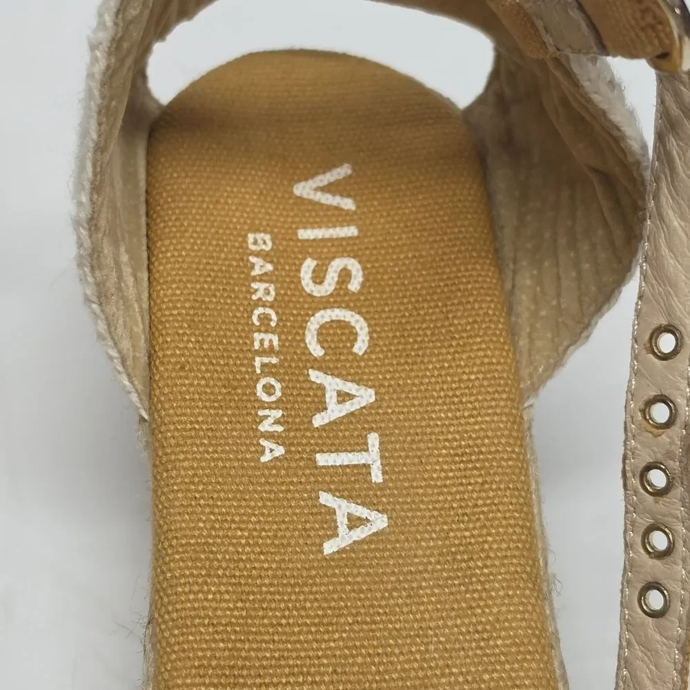 VISCATA Barcelona Women's Pubol Mustard Yellow Canvas Espadrille Wedges Sz US 8